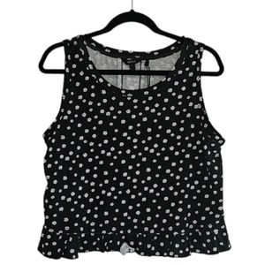 Black and White Buffalo David Bitton Women's Cotton Floral Cotton Tank Top
